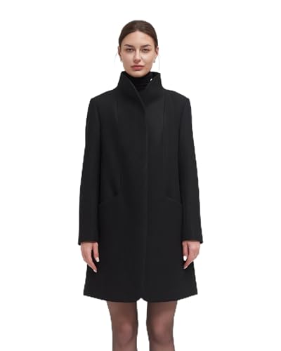 IKAZZ Women's Warm Trench Coat, Mid-Length Single Breasted Stand Collar Overcoat, Hidden Button...