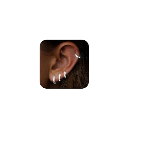 316L Surgical Stainless Steel Hoop Earrings Set for Women 6mm 8mm 10mm 12mm Hypoallergenic Lightweight Cute Mini Cartilage Helix Targus Conch Rook Lobes Sleeper Everyday Earrings for Multiple Piercing