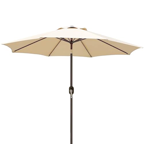 LOVE STORY 7.5 ft Patio Umbrella Outdoor Garden Table Umbrella with Push Button Tilt and Crank, 6 Ribs-Beige
