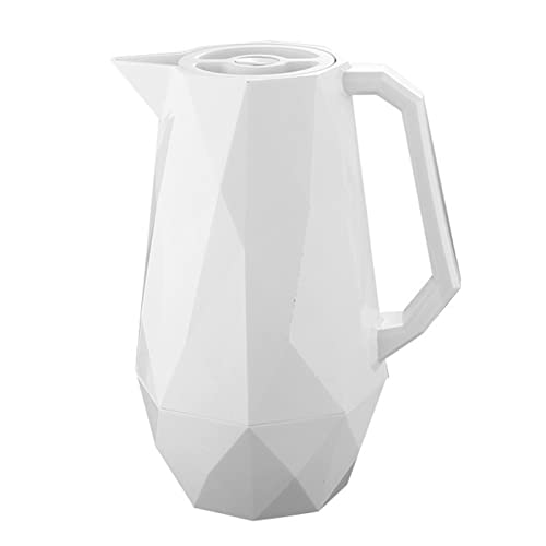 Pichet Isotherme Thermos Sous Vide Isolé, Carafe à Café Thermique Café Thé Chaud Et Froid, Diamant Surface Conception Avec Simple Bouton Poussoir, Pour Bureau Domicile Hôtel (Blanc,1L) Cover