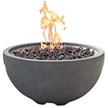 MODENO Nantucket Concrete Propane Fire Bowl, Outdoor Fire Pit Table/Fire Bowl/Patio Furniture, 40,000 BTU Auto-Ignition, Stainless Steel Burner, Lava Rock & Water Resistant Soft Cover Included