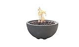 MODENO Nantucket Concrete Propane Fire Bowl, Outdoor Fire Pit Table/Fire Bowl/Patio Furniture, 40,000 BTU Auto-Ignition, Stainless Steel Burner, Lava Rock & Water Resistant Soft Cover Included