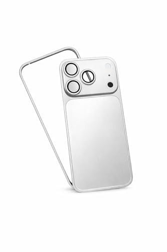 AK PREMIUM Hard Metal Converter KIT for i Phone 13/14/15/16 Pro Series into 17 Pro Max Look, Metal Backsheet + Frame, Shockproof (Silver, i Phone 15 Pro to 17 Pro)