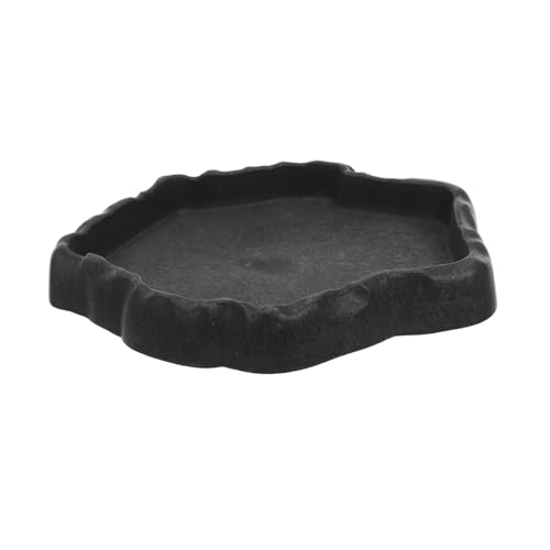 PartyKindom 爬虫類用ウォーターディッシュ 自然岩デザイン 安定ベース 両用フードボウル トカゲ フトアゴヒゲトカゲ カメ対応 簡単清掃 テラリ