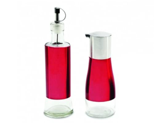 Galheteiro Vidro/inox Porta Tempero Azeite Vinagre 2pç (Vermelho)