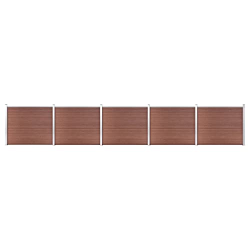 Ensemble de panneau de clôture WPC marron 872x146 cm, barrière jardin rigide avec poteaux aluminium acier, palissade occultante modulable pour terrasse...