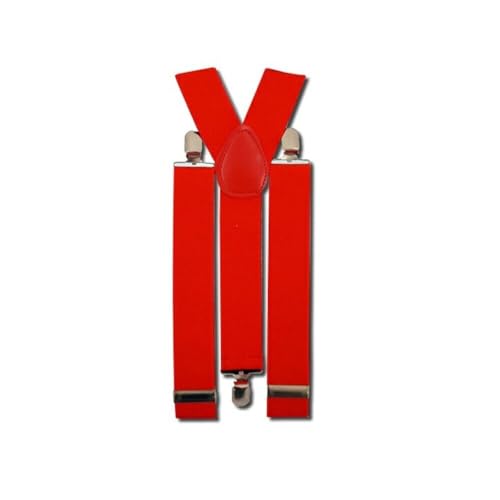 Image of Red Clip On Adjustable Suspenders Braces 1920s Fancy Dress Party Fashion Accessory