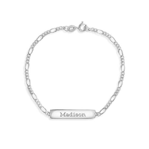 In Season Jewelry SS-02-00106 925 Sterling Silver Classic Figaro Chain Identification Tag Bracelet cover