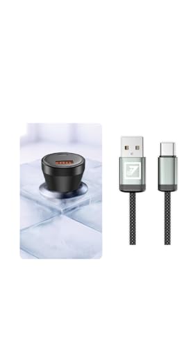 Image of ONE 7 100W PD + USB Car Charger with Transparent Body | Fast Dual Port Car Adapter for Phones & Tablets | 12V /24V Vehicle Compatible | Smart Safety Protection | USB to Type-C Cable - ON QCC-26
