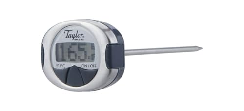 Image of Taylor Pro Instant Read Digital Food Thermometer - Stainless Steel Probe with 0.4 inch Dot Matrix Display, -58F to 448F Temperature Range for BBQ, Baking & Candy Making (Steel /Black)