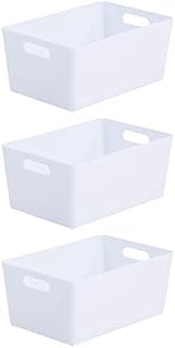 Wham Bam 4.02 Ice White Plastic Studio Storage Baskets Office Home & Kitchen Tidy Organiser 25.5 x 17 x 11cm (3 Baskets)