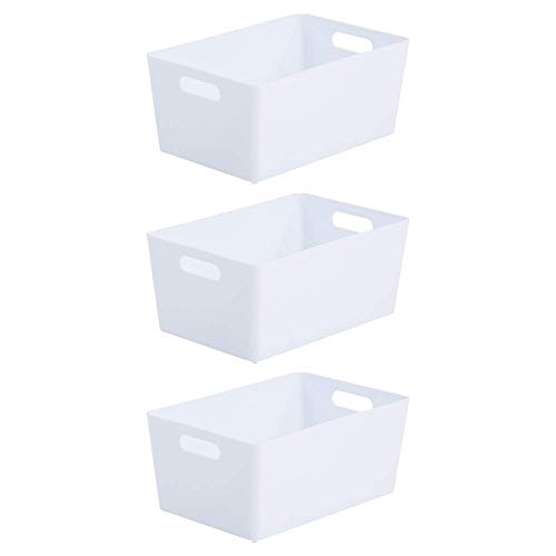 Wham Bam 4.02 Ice White Plastic Studio Storage Baskets Office Home & Kitchen Tidy Organiser 25.5 x 17 x 11cm (3 Baskets)