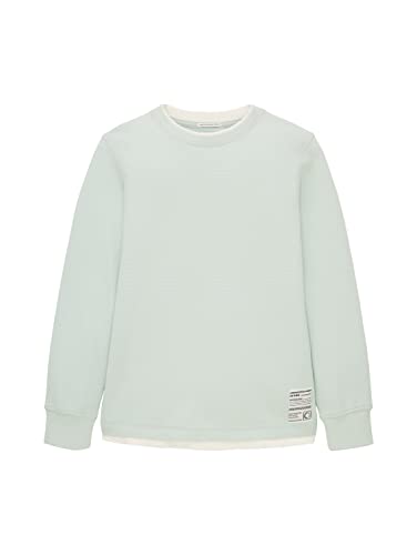 TOM TAILOR Jungen Kinder Sweatshirt mit Struktur 1034999, Grün, 128