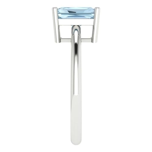 1.85 ct Radiant Cut Solitaire Stunning Aquamarine Classic Bridal Wedding Statement ring Solid 18K White Gold for Women3