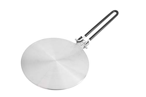RUNZI Heat Diffuser Stainless Steel Induction Adapter Plate Foldable Handle Coffee Milk Cookware Induction Hob Heat Cooking Diffuser for Electric Stove 9.45inch