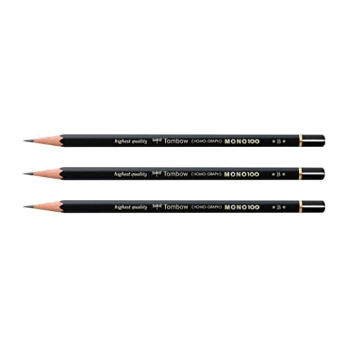 TOMBOW MONO 100 B Crayons Graphite Lot de 3 pour Beaux-Arts et Ombres