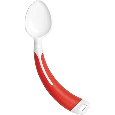 Aidapt Curved/Angled Spoon (Left Handed) for use by The Elderly, Those with a Poor Grip or Limited Wrist Movement and Those Suffering with Parkinson's Disease and Arthritis. More Comfortable Dining Cover