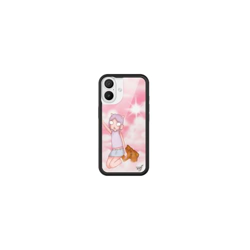 Wildflower Cases - Compatible with Apple iPhone 16 | Protective Black Bumper, 4ft Drop Test Certified, Women Owned Small Business | Enya Collab - Pink White Clouds Sky Dainty Cute Trendy