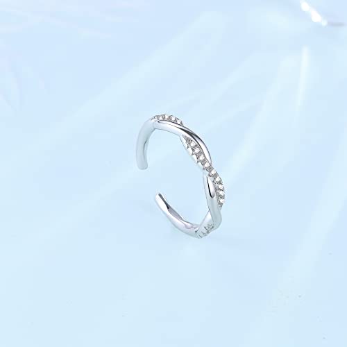 Yzsfmzge 925 Sterling Silver Adjustable Rings For Women Stacking Rings Cz Twisted Open Statement Ring For Women Girls #TOP4