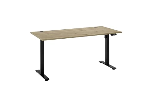 Stella Trading Ben 3 Schreibtisch höhenverstellbar elektrisch, Eiche Artisan NB - Verstellbarer Bürotisch mit 3 Memory Tasten und digitaler Anzeige - 160 x 74-117 x 77 cm (B/H/T)