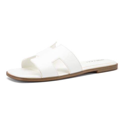 AprCoco Women's Flat Sandals Dressy Classic H-Band Flats Sandals Summer Beach Vacations Slide Sandals,Size 6.5,White by AprCoco - Used condition - Image 5