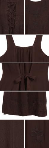 Image of Sakkas Stella Long Tank Top Adjustable Caftan Corset Dress with Embroidery