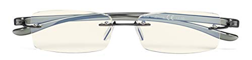 Image of CessBlu Computer Reading Glasses for Men Women Blue Light Filter Anti Glare UV Ray Protection Rimless Reader Eyeglasses