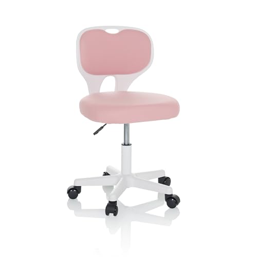 hjh OFFICE Silla de Escritorio Infantil KIDDY Top W Silla de Oficina Infantil de Tela Silla giratoria, Crece con el niño, Rosa, 736425
