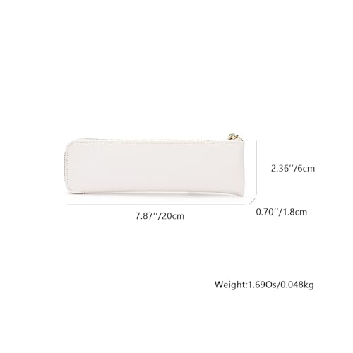 Image of Faux Leather Pencil Case Slim Pencil Pouch Durable Zipper Stationery Bag Small Travel Use(Beige /FL)