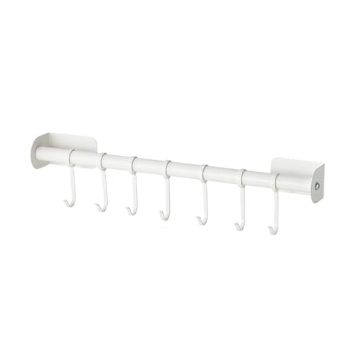 Pilipane Kitchen Rail with Sliding Hooks Wall Mounted Punch Utensil Hanging Rod for Kitchen Organization Carbon Steel 40cm