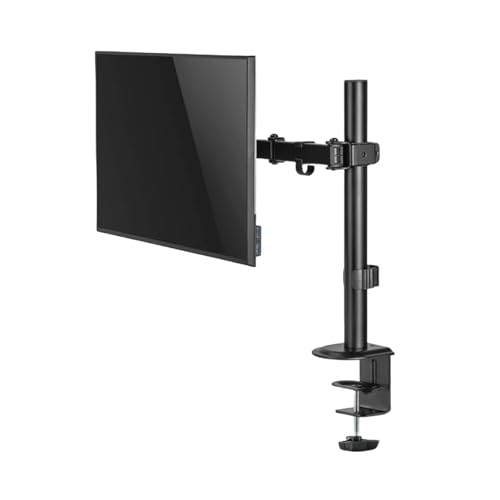 Soporte de monitor y portátil robusto de acero con doble brazo y montaje mecánico estable