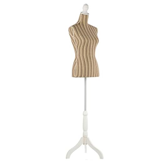 Grande Juguete Female Dress Form Pinnable Mannequin Body Torso with Adjustable Wooden Tripod Base Stand for Clothes Dress Jewelry Display(Gray Line)