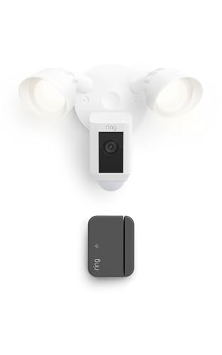 Image of Ring Floodlight Cam Plus, Wired, White with Outside Door Sensor, White (newest model)