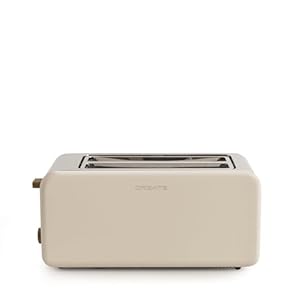 CREATE /TOAST RETRO XL/Broodrooster Zand/6 standen, kruimellade, thermostaat, ontdooien, opwarmen, 2 brede sleuven, 1500 W