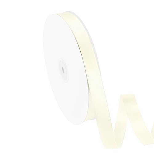 Isaspire 3/8" Width x 50 Yards Satin Fabric Ribbon, Ivory Ribbon Perfect for DIY Bows, Swags, Gift Wrapping, Craft, Flower Bouquet，Christmas and Party Decoration