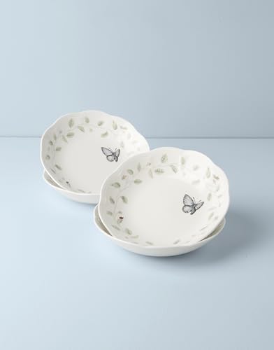 Image of Lenox Butterfly Meadow Porcelain Pasta Bowl Set for 4, 20oz