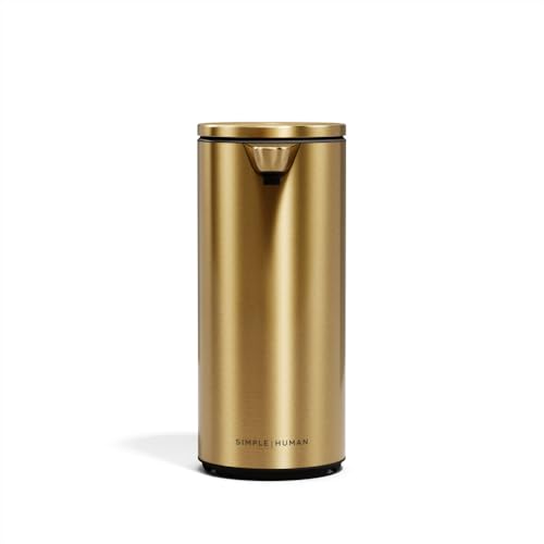 simplehuman Liquid Sensor Pump 9 oz Automatic Soap Dispenser for Kitchen and Bathroom Touchless Motion Sensor Variable Dispense Rechargeable No-Drip Spout High-Grade Brass Stainless Steel