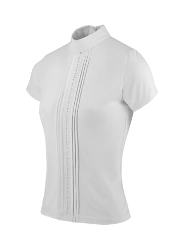 Polo de tournoi blanc femme EQUITHÈME Dorlo aux finitions soignées de concours