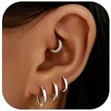 FIOROYAL 5 Paires Petites Boucles d'Oreilles Créoles Pour Femme Homme Plaqué Or 14K Creole Cartilage Piercing Oreille Lobe Daith Helix Piercing Boucles D'oreilles Créoles Argent Lot 6/7/8/9/10mm S