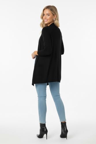 Image of ToBeInStyle Womens Open Front Long Sleeve Lightweight Asymmetrical Draped Cardigan with Side Pockets