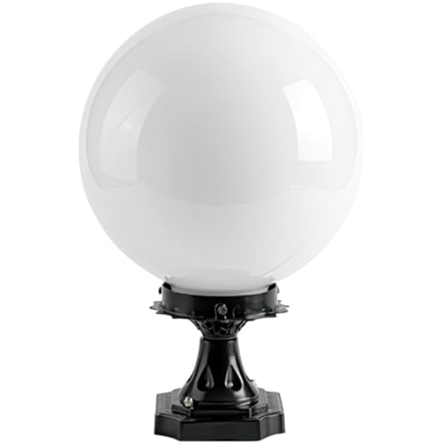 SHOWERORO Luminaria Bola Acrílica 20 CM para Poste Exterior Base de Aluminio Cuadrada Farola Resistente Intemperie para Jardín Patio y Decoración de Postes de Luz