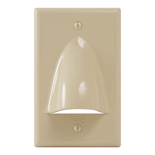 ICC Cable Pass-Through Wall Plate (1 Pack), Single Gang, ABS Plastic, Low Voltage Cable Entry for HDMI, Ethernet, AV, and Speaker Wires, Ivory