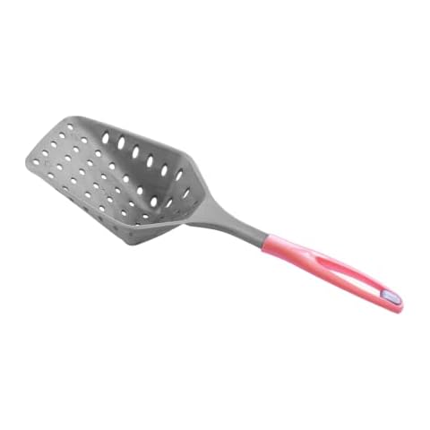 EYNEL Cat Litter Scoop with Small Holes, for Fine Litters, Long Handle Reptile Sand Box Scooper, Poop Sifter Dog Rabbit Pooper Lifter Kitten Sifting Deep Shovel Best (Grey-Pink) Cover