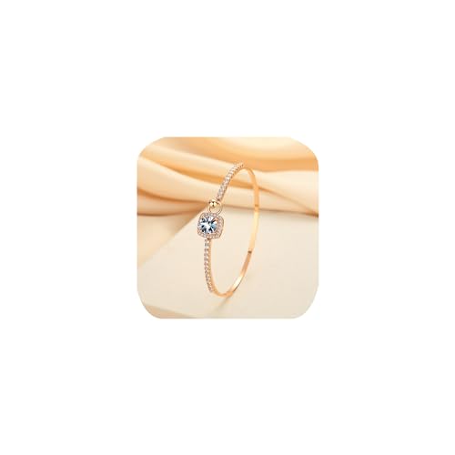 FLYYQMIAO Sparkling Round Bracelet 925 Silver Rose Gold Plated Diamond