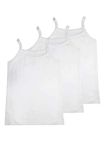 Image of KiddoPanti Girls Solid Tank Top Pack of 3 White Color Slips | Inners for Girl|Spaghetti top