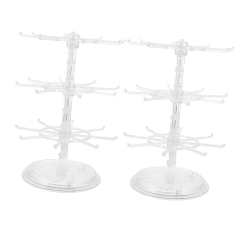 GALPADA 2 Piezas Soporte Colgador de Joyas Transparente Giratorio Organizador Collar Pulseras Pendientes Llavero Mostrador Compacto Multifuncional