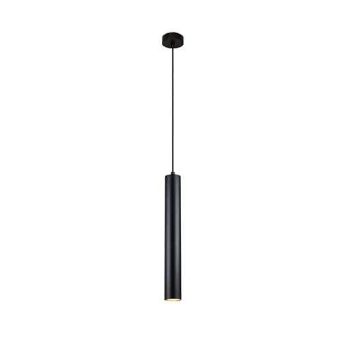 Alpinaluz Lámpara Colgante Tubular de Aluminio para Techo, Diseño Moderno de 40 cm con Casquillo GU10 y Cable Textil de 120 cm (Negro)