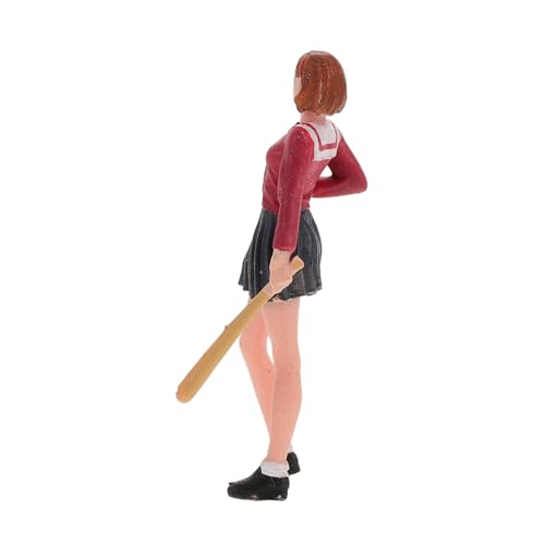 NUOBESTY Miniature Painted Figure: People Figurine - Baseball Toy Sports Girl Model Trains Architectural Plastic Standing Women Statue for Craft Scenes