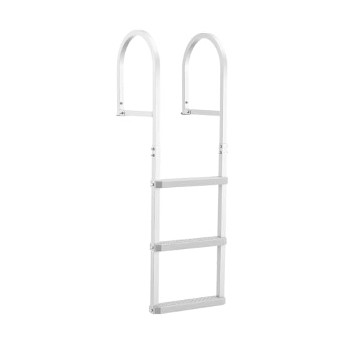 VEVOR Removable Dock Ladder 3 Steps Aluminum Alloy Pontoon Boat Swim Ladder with Non-Slip Wide PP Steps 500 lbs Weight Capacity Quick Release Design for Lake Swimming Pool Marine Boarding