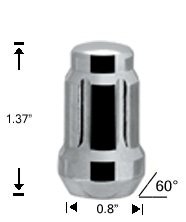 (4) 12x1.75 Chrome Closed Spline Locking Lug Nuts/Wheel Locks M12x1.75 + Spline Key image 3